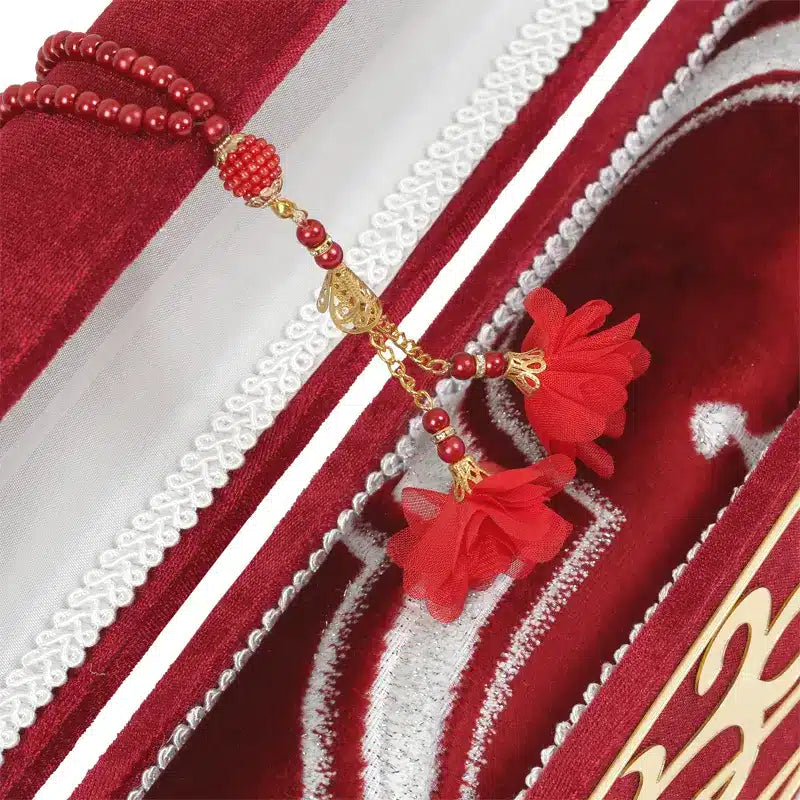 Dark Red Velvet Plexi Prayer Gift Box 11002