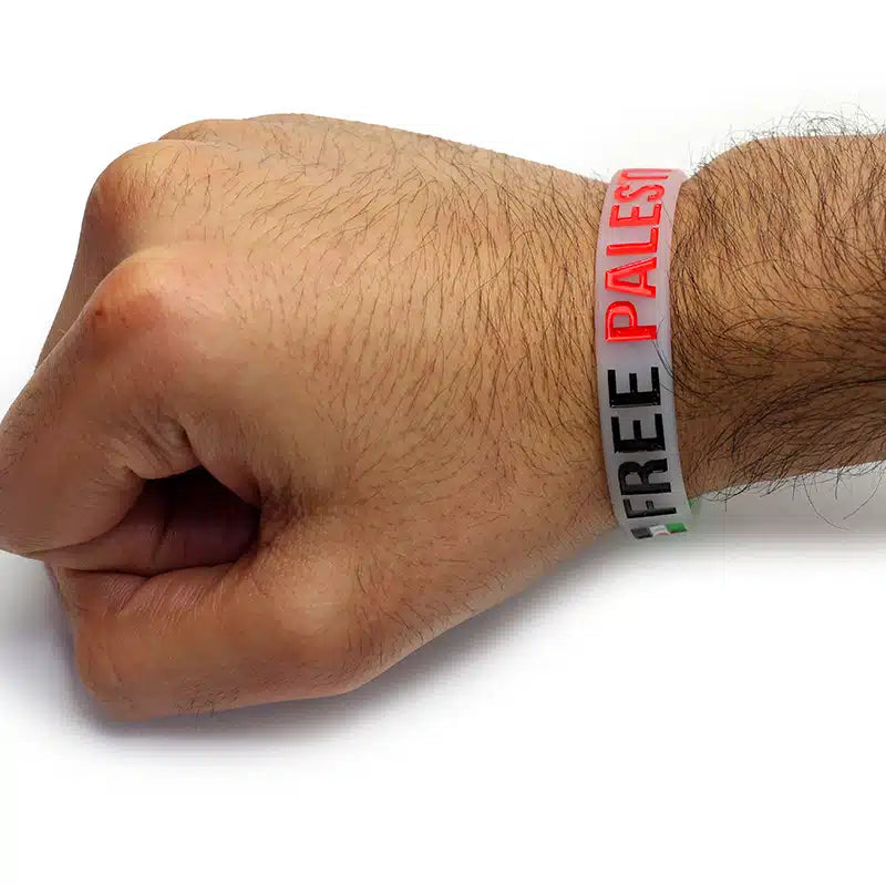 Free Palestine Wristband with Flag White