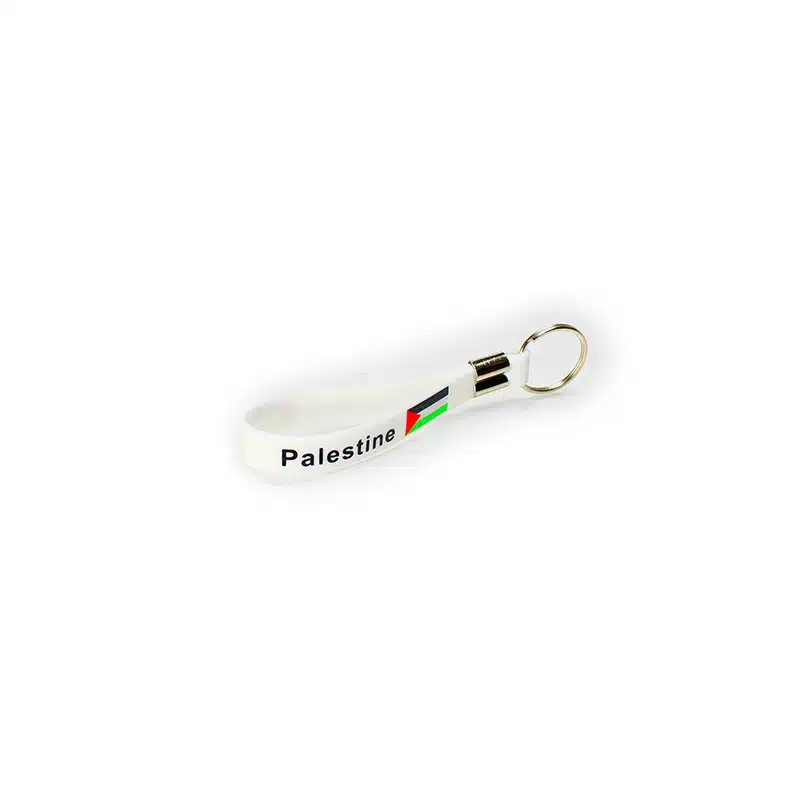 White Palestine Flag Key Ring