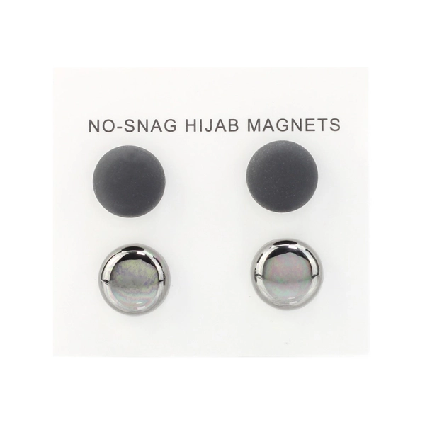 Grey & Silver Metallic & Matte Hijab Scarf Magnets Pins