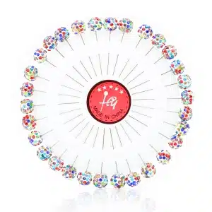 White Crystal Wheel Studded Stones Hijab Pins