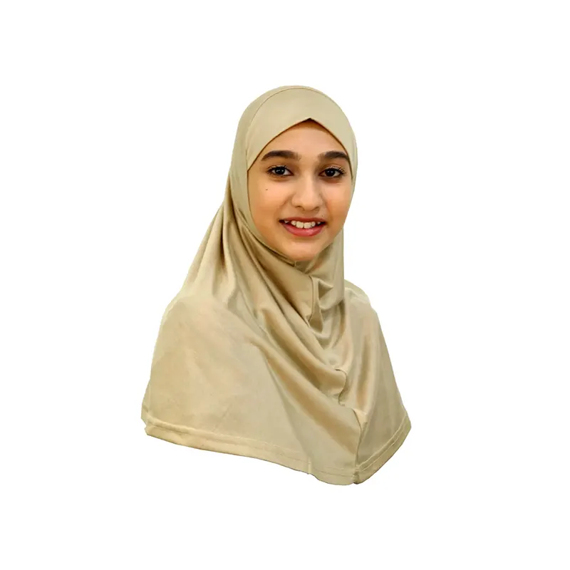 Medium Size Muslim Girls Beige Hijab Scarf