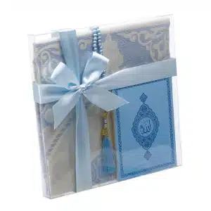 Baby Blue Textured Prayer Set Islamic Gift Box