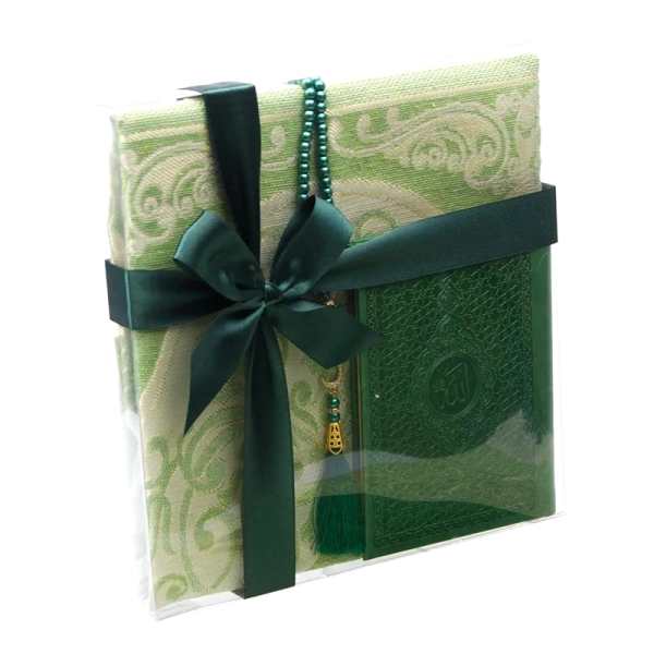 Green Textured Prayer Set Islamic Gift Box