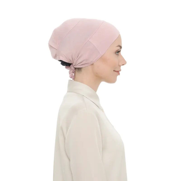 plush pink tieback hijab undercap for Muslim women