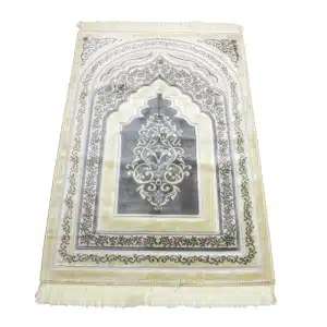 White & Grey Pattern Muslim Prayer Rug