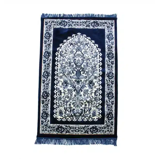 Navy & White Memory Foam Padded Prayer Rug