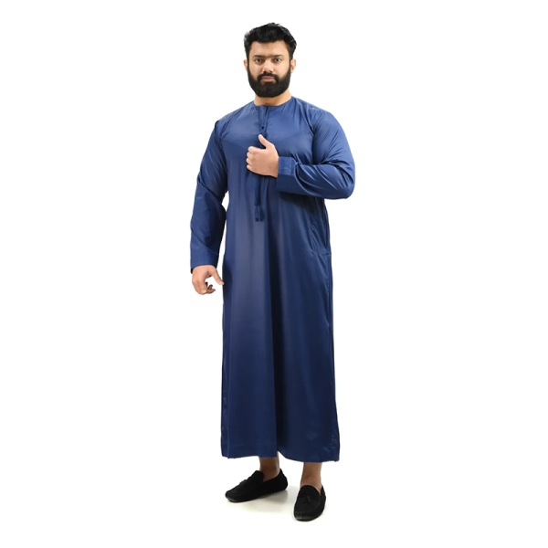 Blue Shiny Tasseled Omani Thobe