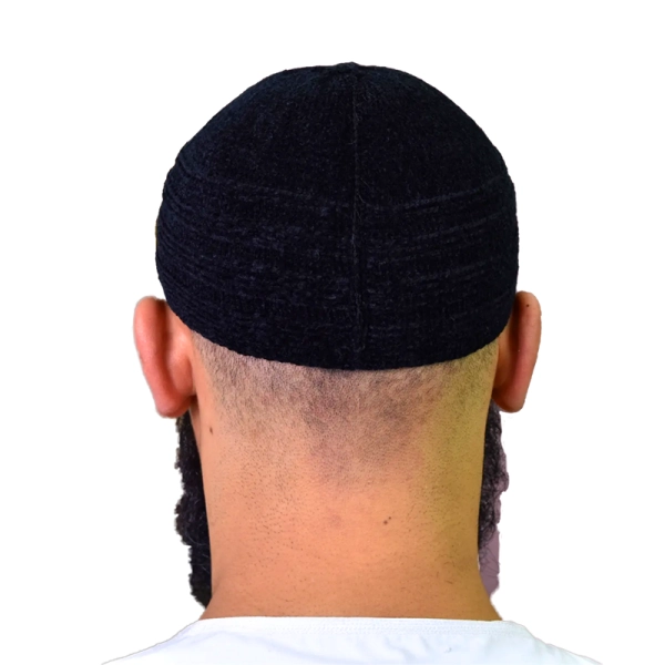 Black Velvet Prayer Cap for Muslim Men