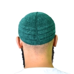 Dark Green Velvet Prayer Cap for Muslim Men