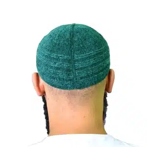 Dark Green Velvet Prayer Cap for Muslim Men