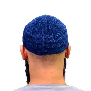 Navy Velvet Prayer Cap for Muslim Men