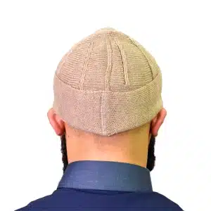 beige wool prayer kufi hat for Muslim men