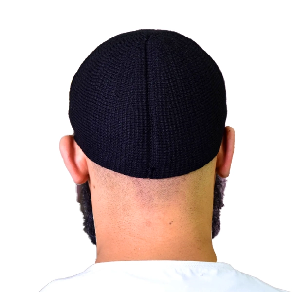 Black Islamic Prayer Cap for Muslim Men