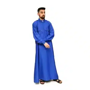 Men's Collared Bright Blue Thobe