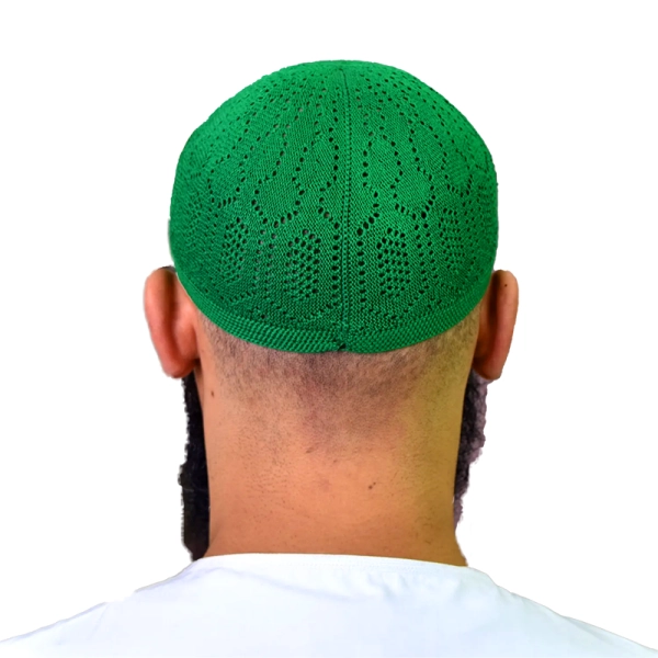 Emerald Cotton Prayer Cap for Muslim Men