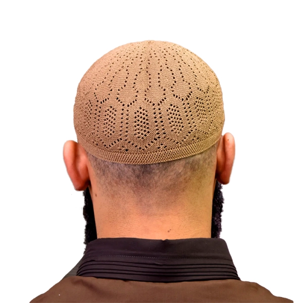 Light Brown Cotton Prayer Cap for Muslim Men