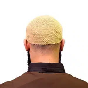 Beige Detailed Knit Prayer Cap for Muslim Men