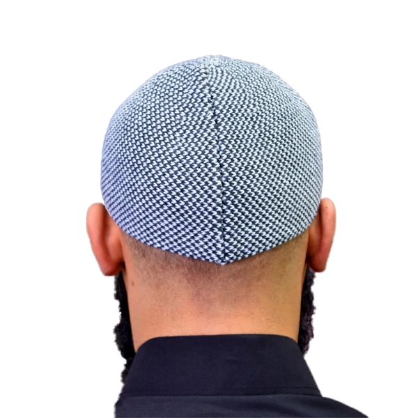 Blue & White Dotted Prayer Cap for Muslim Men