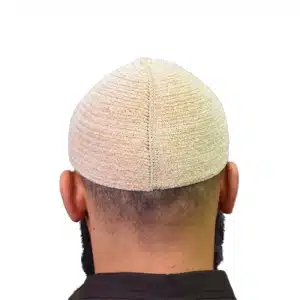 Light Cream Wool Prayer Cap for Muslim Men