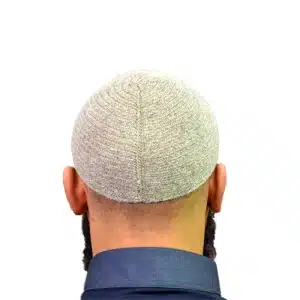 Light Grey Wool Prayer Cap for Muslim Men