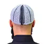 Dark Grey & Black Lined Prayer Cap for Muslim Men