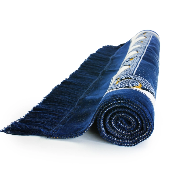 Sp.Sec.Ultra Duble Navy Blue, Cream And Gold Prayer Mat