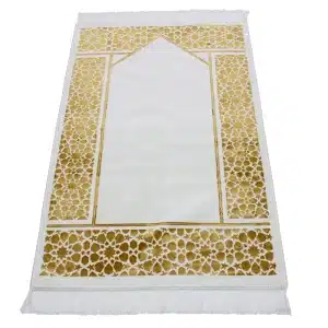 White And Gold Prayer Mat