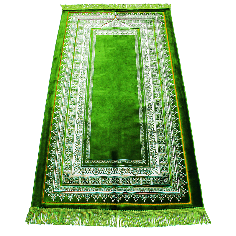 Green & White Pattern Muslim Prayer Rug