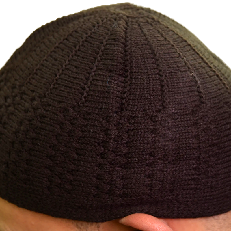 Men’s Thick Wool Brown Prayer Hat