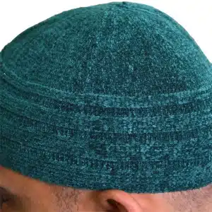 Men’s Dark Green Velvet Prayer Hat