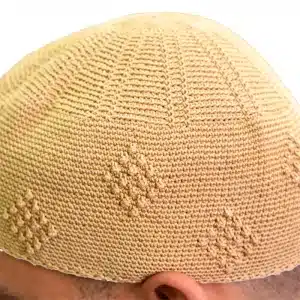 Men’s Detailed Knit Beige Prayer Hat