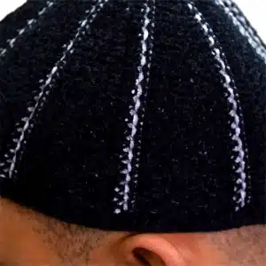 Men’s Finest Black & Grey Lined Prayer Hat