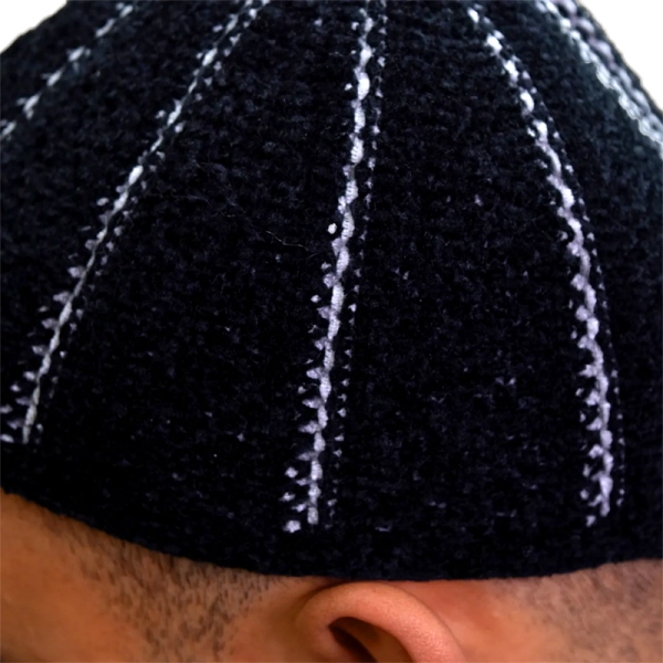 Men’s Finest Black & Grey Lined Prayer Hat