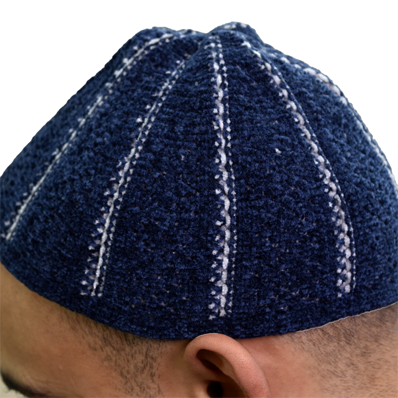 Men’s Finest Navy & Grey Lined Prayer Hat