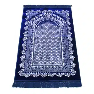 Navy Blue White Pattern Muslim Prayer Rug