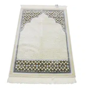 Grey & Gold Muslim prayer mat