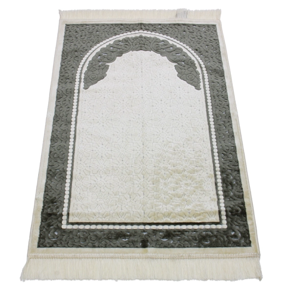 Grey & White Muslim Prayer Rug