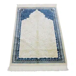 White & Blue Muslim Prayer Rug Online