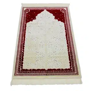 Sina Secc White & Red Muslim Prayer Rug