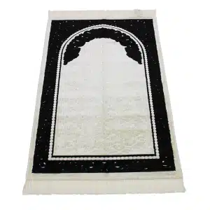 Sina Secc Black & White Gold Muslim Prayer Rug