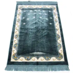 Duble Turquoise, Cream & Gold Muslim Prayer Rug