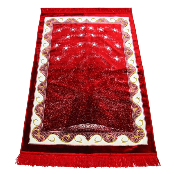 Red, Cream & Gold Islamic Prayer Rug