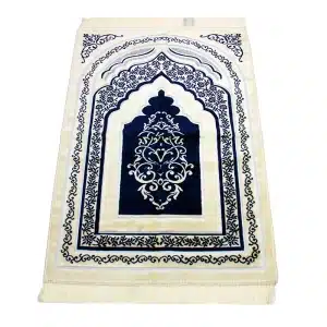 White & Blue Pattern Muslim Prayer Rug