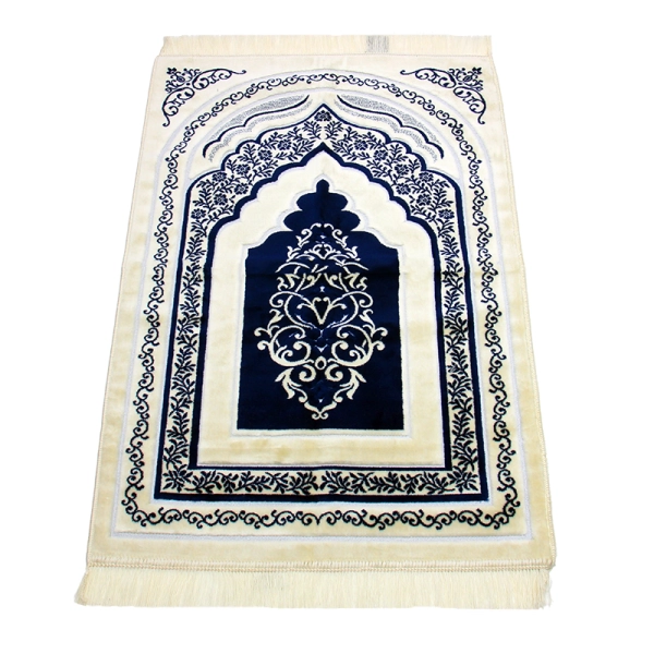 White & Blue Pattern Muslim Prayer Rug