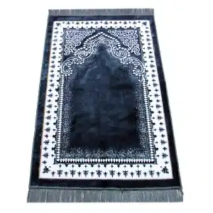 Dark Blue and White Pattern Muslim Prayer Rug