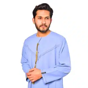 men's blue Islamic thobe