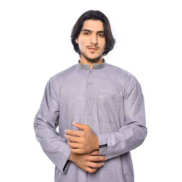 light grey men's designer Islamic thobe