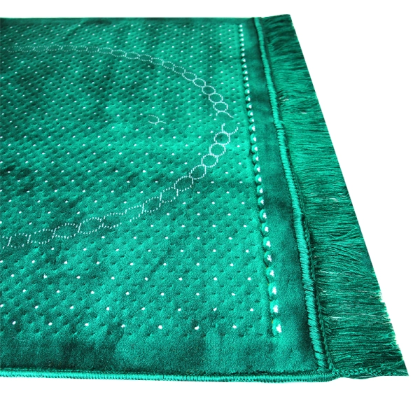 emerald green and white pattern prayer mat