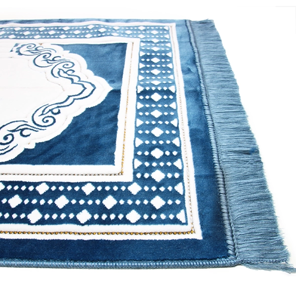 Secc navy blue white & gold prayer mat